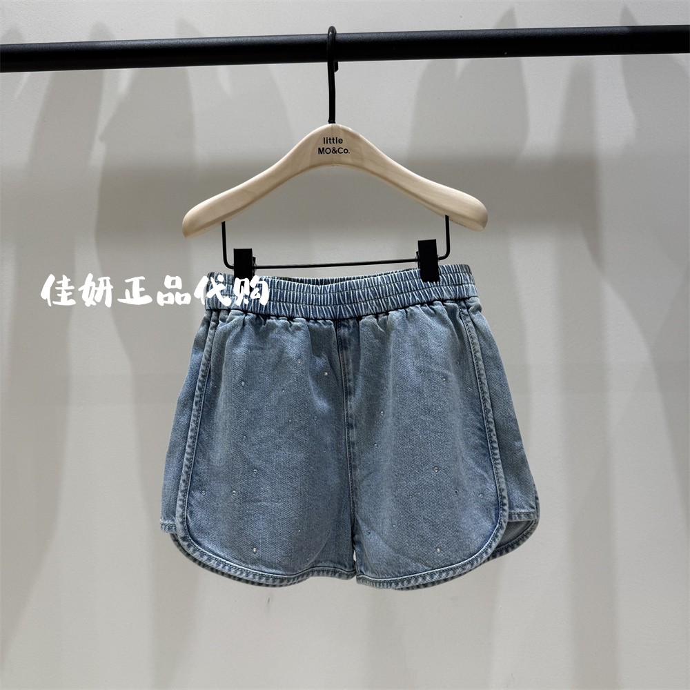 little moco专柜正品25夏款女童带钻凉感抑菌牛仔短裤KBE2SOT040