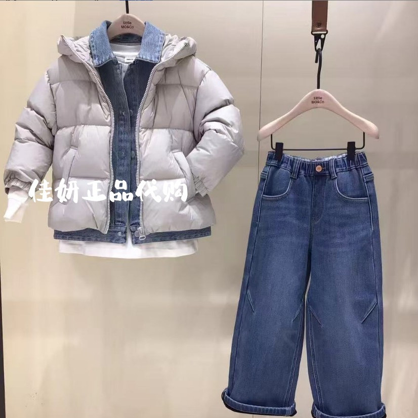 little moco专柜正品25年冬款男女童假两件羽绒服外套KBE4EIN046