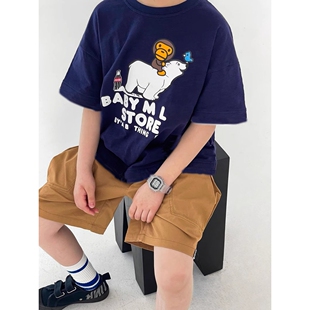 日系潮牌2026夏季童装纯棉百搭休闲上衣男童短袖T恤女童卡通t恤