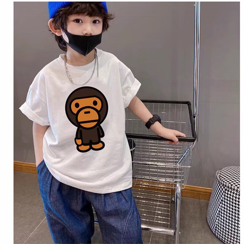 日系潮牌童装夏季新款儿童站猴男女童纯棉短袖T恤中大童亲子装