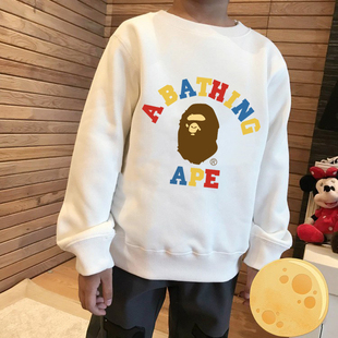 日系潮牌童装秋冬款男女童加绒卫衣儿童洋气休闲上衣卡通猴子圆领