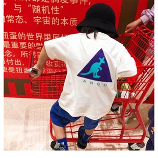 日系潮牌男童短袖T恤儿童装2025夏季新款中大童卡通休闲打底上衣