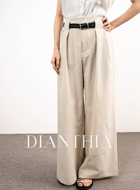 DianThia极简风高腰阔腿裤女夏季松弛感显瘦百搭休闲裤