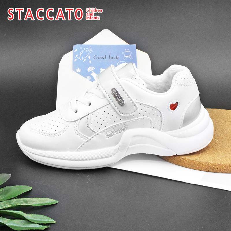 思加图童鞋女童运动鞋春秋季皮面板鞋中大童休闲品牌断码清仓正品