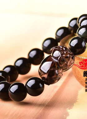 天然冰种黑曜石生肖猪
