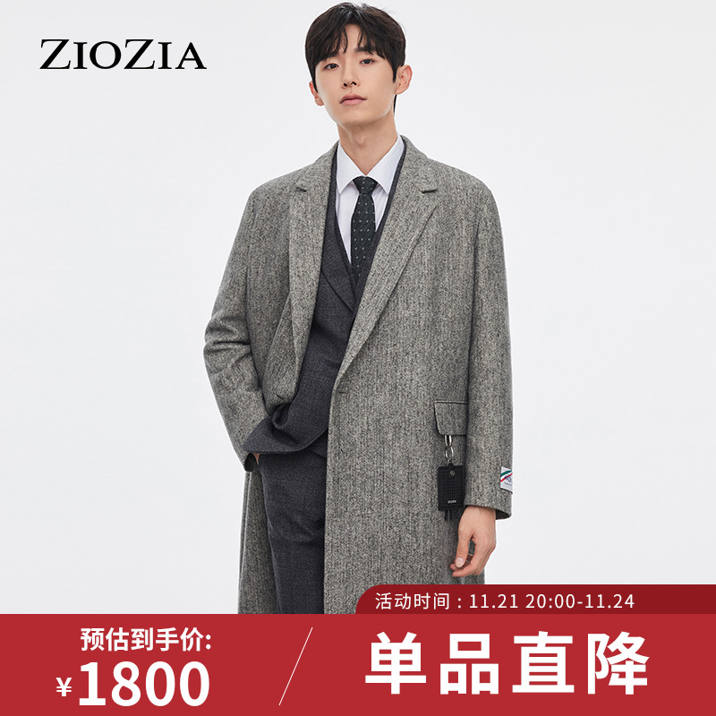 ZIOZIA休闲大衣外套秋冬韩版保暖舒适毛呢大衣外套ZCG14903C