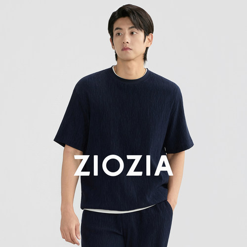 ZIOZIA男装26夏新品微阔宽松微皱肌理感圆领短袖T恤ZTEF2622J