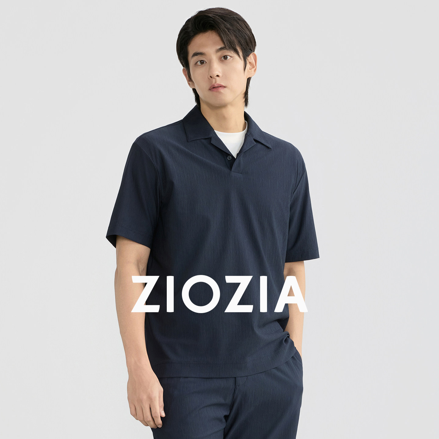 ZIOZIA男装26夏新品舒弹面料古巴领微阔版针织短袖POLO衫图片