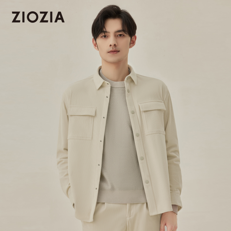ZIOZIA男装秋季衬衫外套休闲商务正装长袖衬衣ZWCC3226