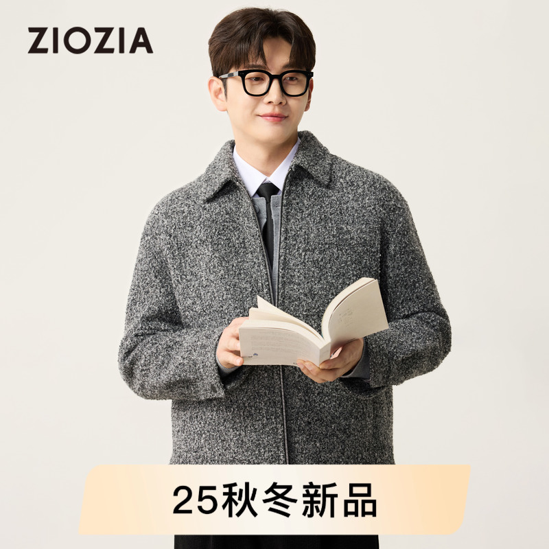 【羊毛混纺】ZIOZIA通勤男装25冬新品微阔毛呢夹克外套ZCJE4612F