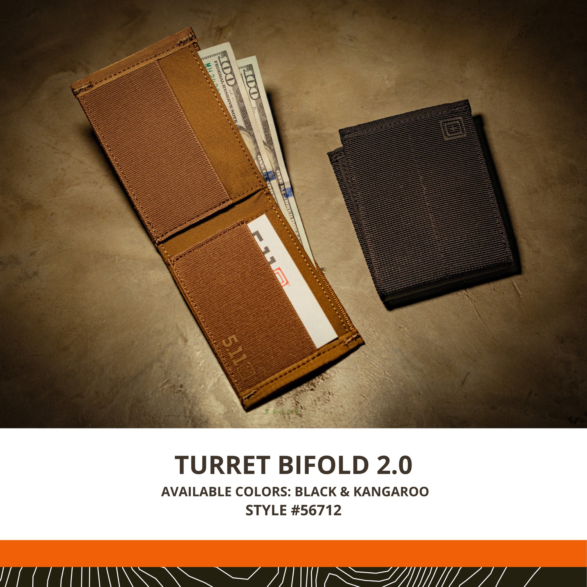 5.11 战术钱夹56712 新款 TURRET BIFOLD 考杜拉钱包