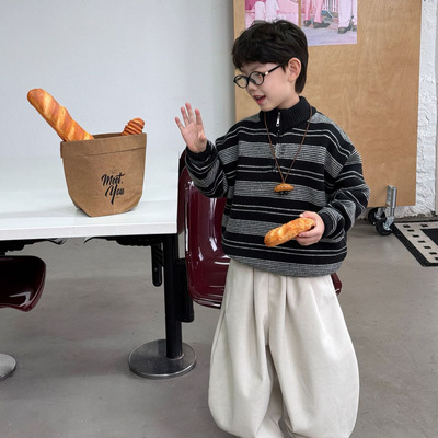 小杰家冬季新款男童加厚高领毛衣