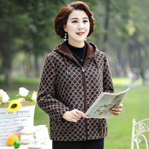 胖妈妈毛呢加绒外套加大码洋气高贵中老年女装老人加厚款秋冬夹克