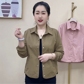 宽松显瘦上衣纯色夹克翻领百搭上衣单层薄外套 短款 春秋季 时尚