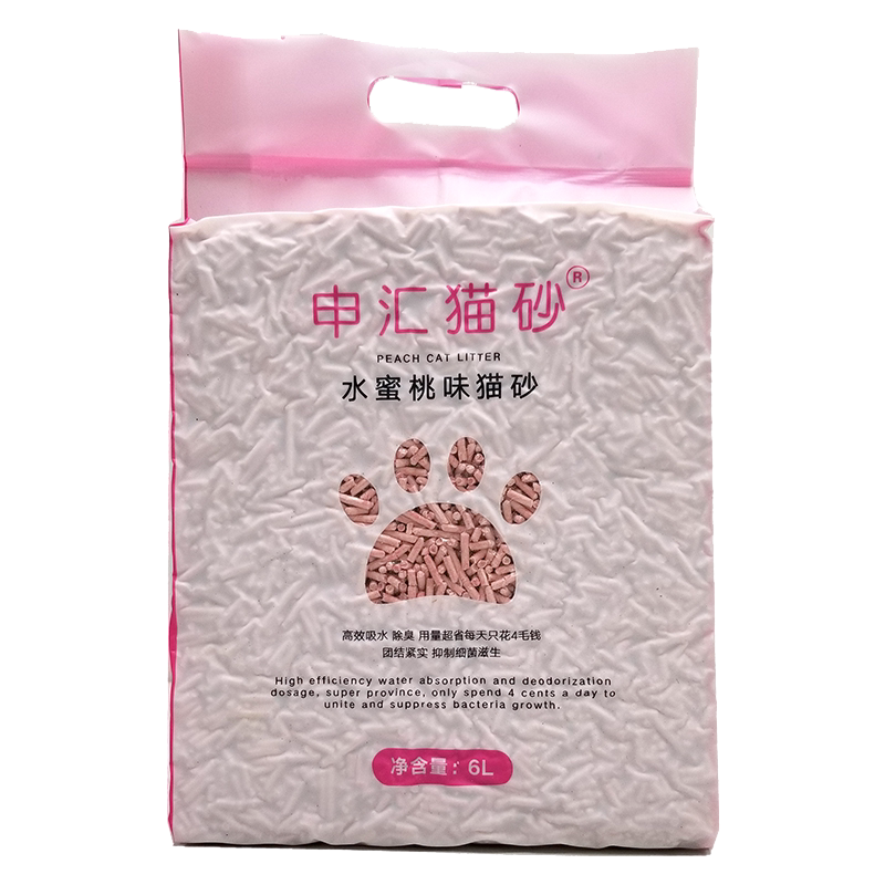 申汇豆腐猫砂水蜜桃6包*6L豆腐猫沙10公斤20斤除臭无尘猫咪用品