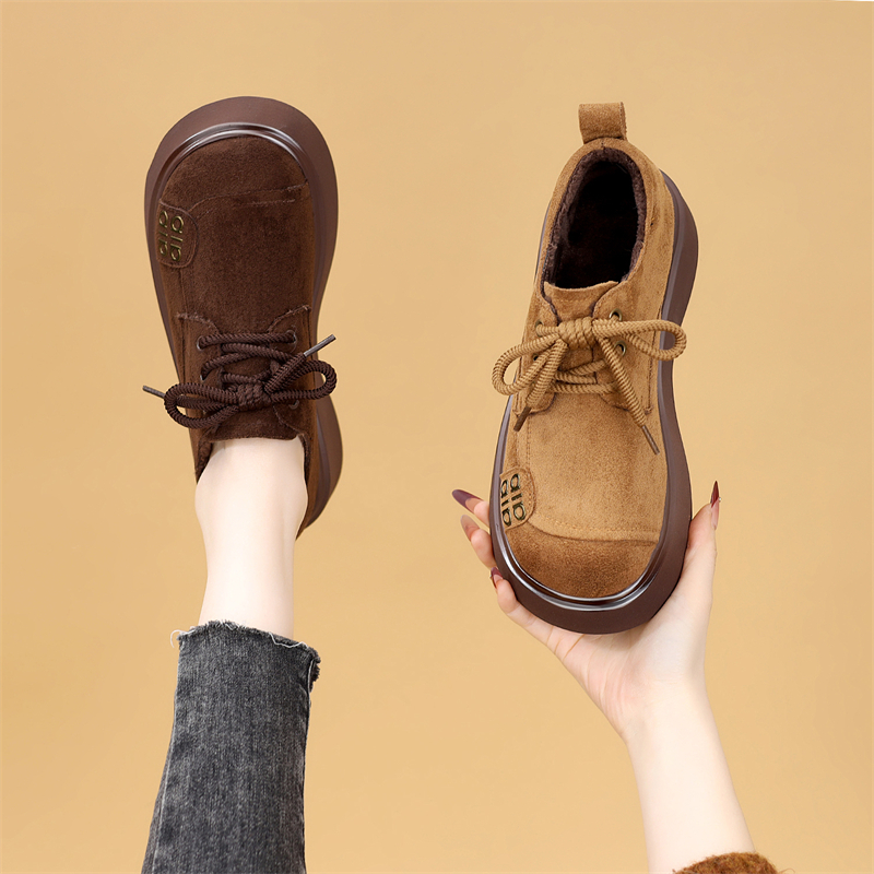 反绒皮勃肯鞋女2025秋冬新款软底轻便时尚百搭单鞋系带防滑搭裙子
