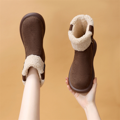 东北加绒加厚气质百搭雪地靴2025冬季新款软底轻便防滑短靴显脚小