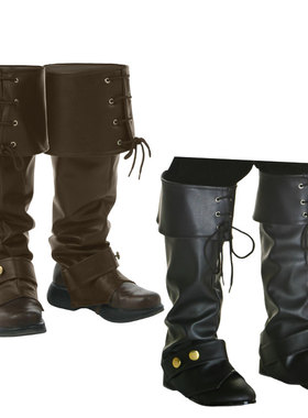 COS表演演出用具精品PU皮海盗国王文艺复兴武士战士鞋套脚套靴套