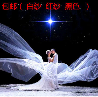 包邮新娘10米头纱影楼婚纱摄影道具拍照海滩外景结婚头纱薄飘细纱