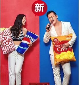 新款影楼摄影卡通抱枕食物旅拍道具婚纱道具儿童西瓜可乐薯片抱枕