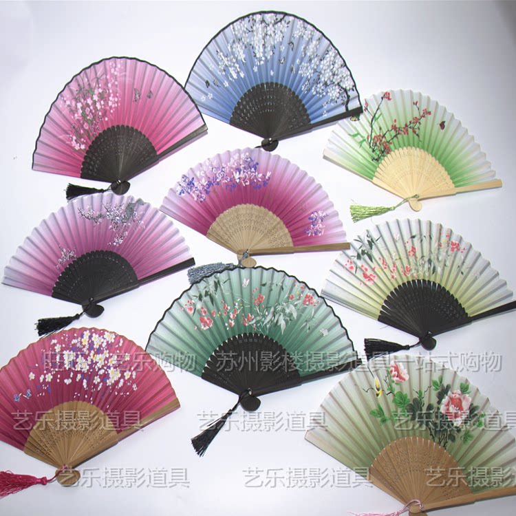 中国风折扇男女跳舞蹈古装表演影楼拍摄影道具古典文艺童小叠扇子