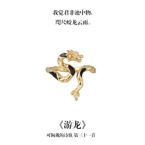 南风歌《游龙》极简开口戒指S925高级纯银文艺情侣百搭小众礼物