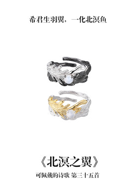南风歌《北溟之翼》羽翼戒指S925高级冷淡风纯银小众礼物