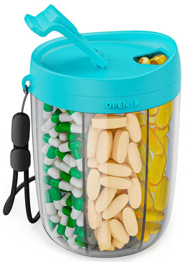 PULIV Portable Pill Dispenser Bottle式补充剂药盒分装盒