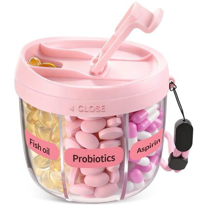 tem亚马逊免费贴标旅行药丸容器7隔层药丸分配器7格分装翻盖药盒