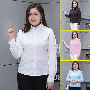 半袖 工作服200斤工装 白衬衫 胖妹妹加大职业正装 衬衣 女夏短袖 大码
