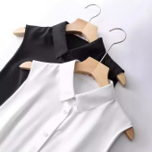 春夏秋冬内搭上衣职业打底背心雪纺衬衣叠穿 领女款 黑白色无袖 衬衫