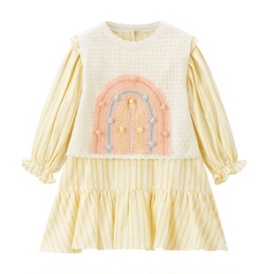 F4FAG1232 mini peace太平鸟童装2026春装新款女童休闲连衣裙 699