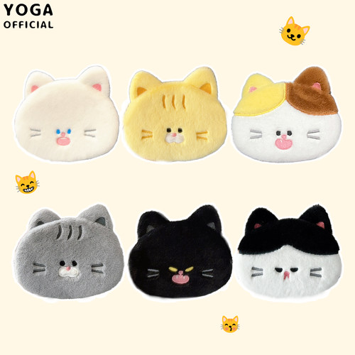 原创可爱猫咪毛绒挂脖零钱耳机包