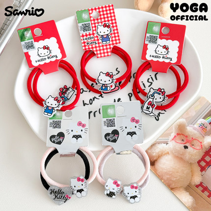 正版三丽鸥HelloKitty凯蒂猫家族系列红色银色发圈可爱卡通女生萌