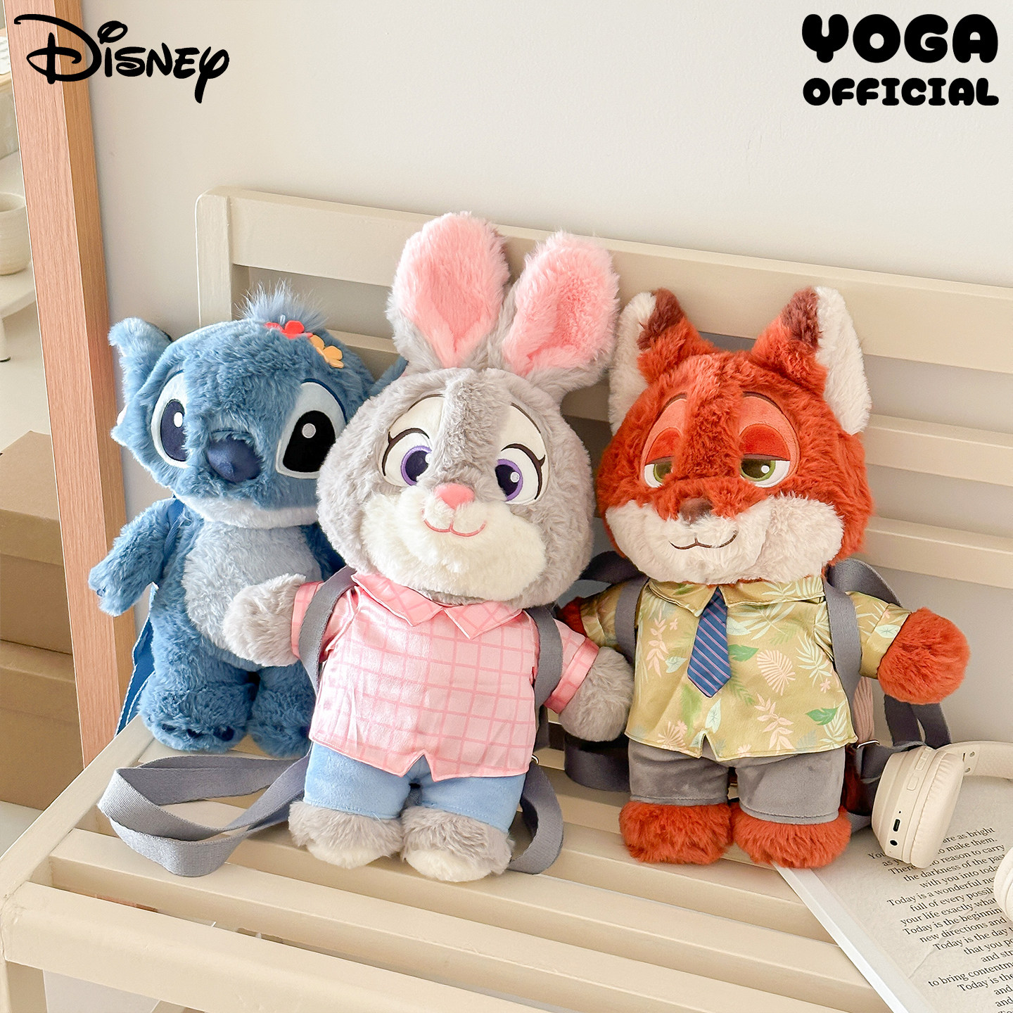 正版迪士尼史迪奇朱迪尼克快乐出行公仔双肩包可爱卡通毛绒玩偶萌