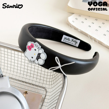 正版Hello Kitty黑色可爱高颅顶头箍卡通甜美动漫发箍蝴蝶结装饰