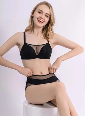 金薇seeu无钢圈聚拢内衣色诱网纱性感黑色抹胸款抗菌防螨文胸