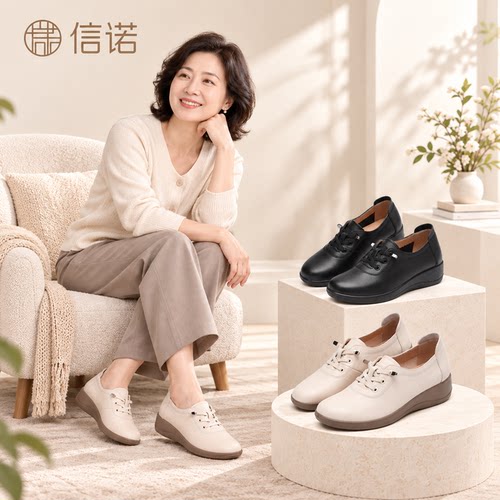 信诺秋季新款妈妈舒适乐福鞋