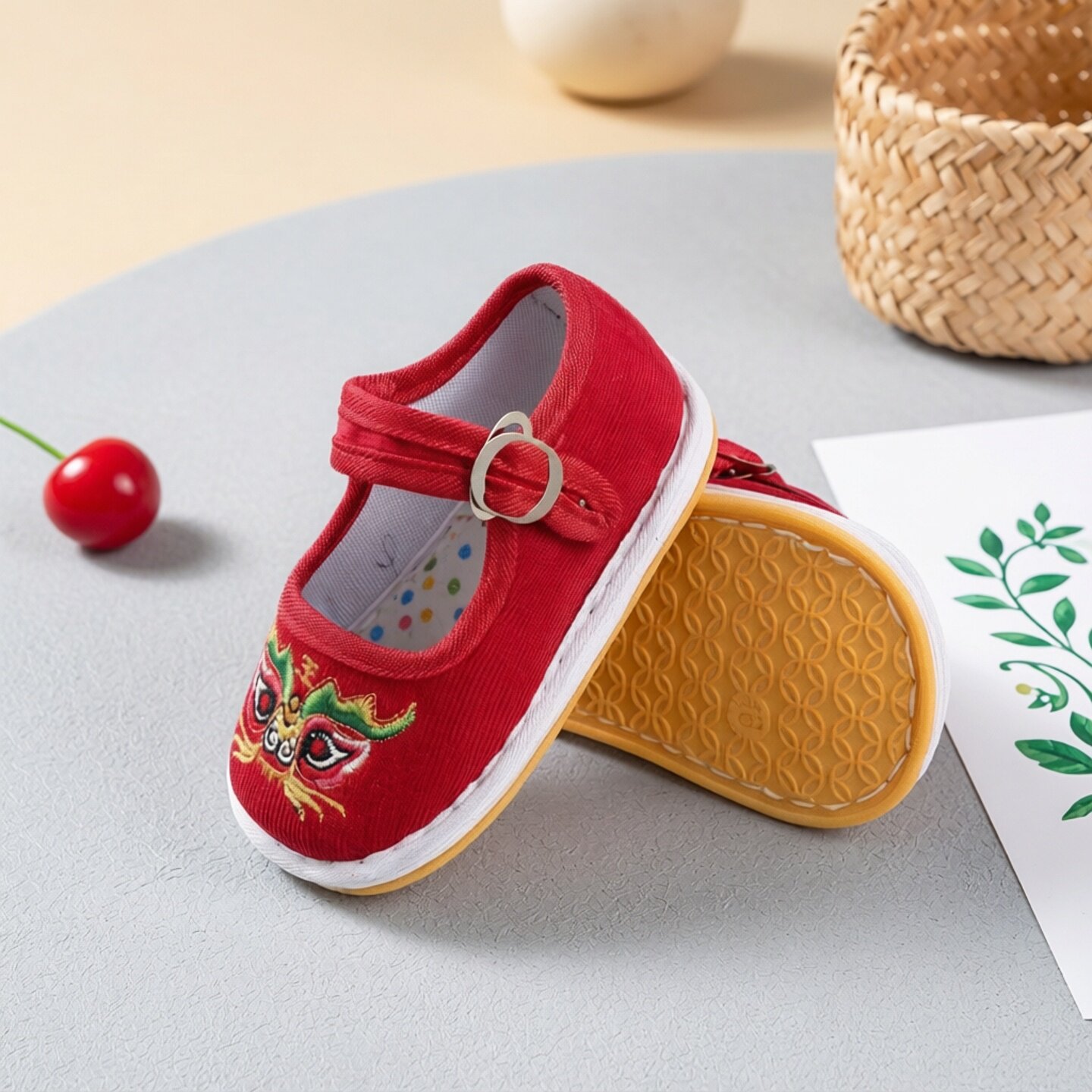 宝宝千层底虎头鞋学步鞋婴儿绣花老虎鞋子0-1-2岁防滑透气手工鞋