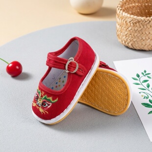 2岁防滑透气手工鞋 宝宝千层底虎头鞋 子0 学步鞋 婴儿绣花老虎鞋