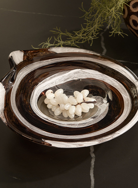 家具店装饰品前台桌面布置四叶草创意玻璃果盘摆件餐桌烛台插花瓶