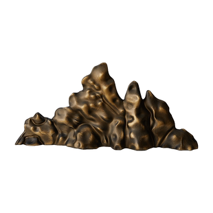 邸高家居新中式高端会所酒店玄关台展示柜天然大理石假山装饰摆件