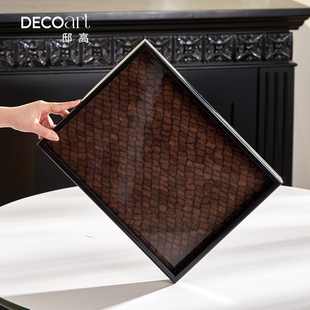 设计师原创烤漆面木质托盘艺术摆件高级感小众搭配设计收纳装 饰品