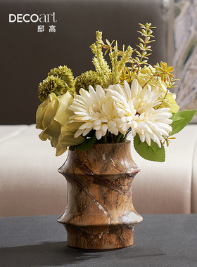 情绪稳定高端大理石花船酒店销售办公室谈判桌面软装饰设计插花套