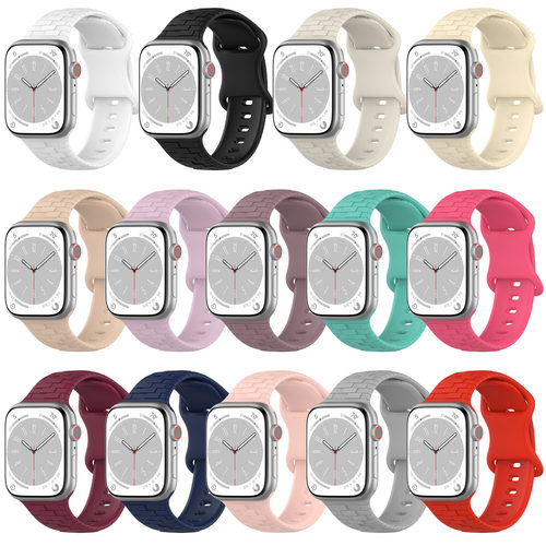 适用苹果手表表带AppleiWatchs8uitra魔方砖块蝴蝶扣硅胶硅胶表带