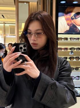 YUNQIQIQI绝美 富家千金感墨镜女温柔无边框太阳镜潮百搭防紫外线