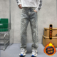 2025年秋冬季 男潮牌宽松直筒阔腿裤 加绒加厚设计感钩花美式 牛仔裤