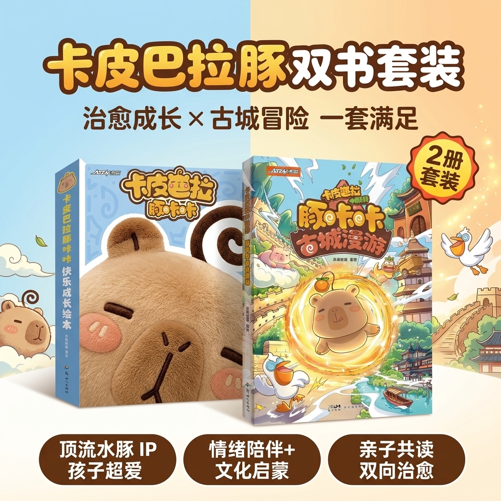 卡皮巴拉中国游豚卡卡古城漫游不烦恼人气治愈幽默搞笑漫画书小学生一二三四五六年级课外书必读老师推荐阅读历史景点探索文化畅销
