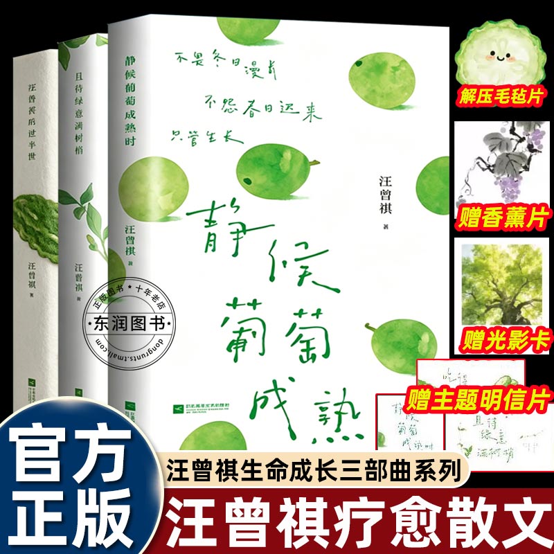 散文精选汪曾祺生命成长三部曲静候葡萄成熟时/吃得苦瓜过半世/且待绿意满树梢京派中国现当代文学名家散文集青少年成人课外阅读书