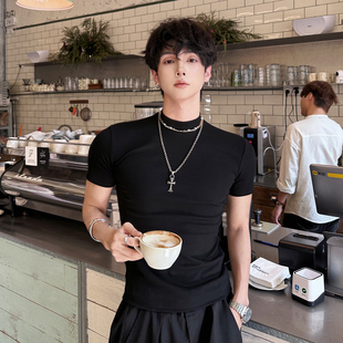 杨一帆潮牌短袖T恤男款300克2026夏季新款圆领修身纯色重磅体恤女